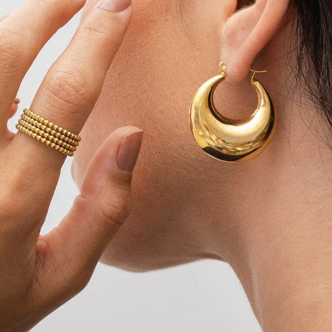 Bold Eva Hoop Earrings 18k Gold Plated