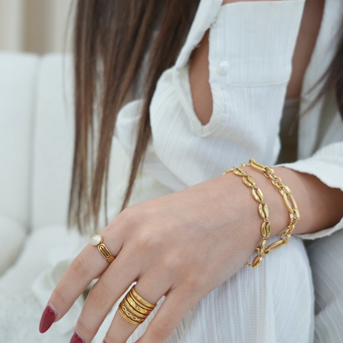 Anillo Royale Ajustable Bañado en Oro de 18k