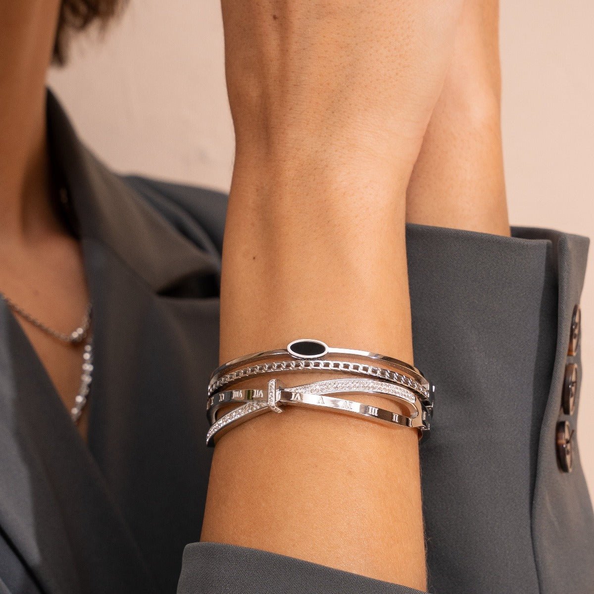 Pulsera Romana Zirconia - Plata