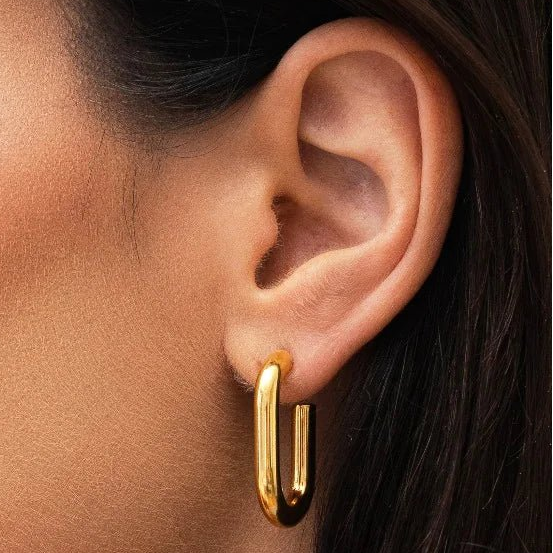 Pendiente de Aro Piper Bañado en Oro de 18k