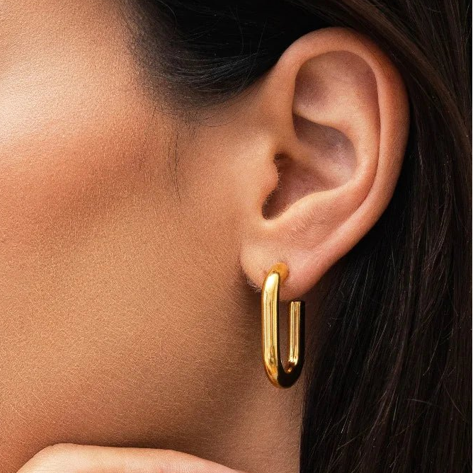 Pendiente Argolla Piper Bañado en Oro 18k