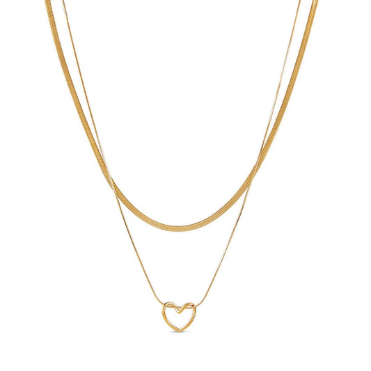 Mezcla de Collares Corazón Minimalista Bañado en Oro 18K