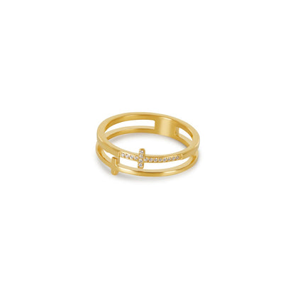 Anillo Cruz Chapado en Oro de 18k