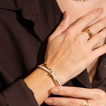 Brazalete Romano Circonita Bañado en Oro 18K