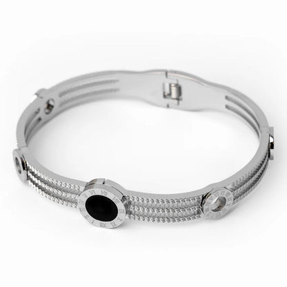 Brazalete Triple Ónix Bañado en Oro 18k