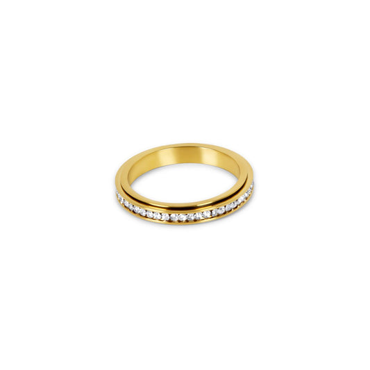 Anillo Brillante Giratorio Bañado en Oro 18k