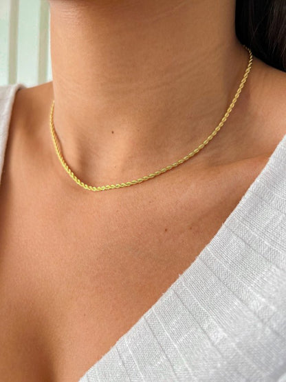Collar Cordón Baiano Fino 2mm Bañado en Oro 18k