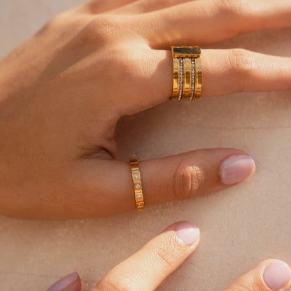 Anillo Caviar Stack Bañado en Oro de 18K