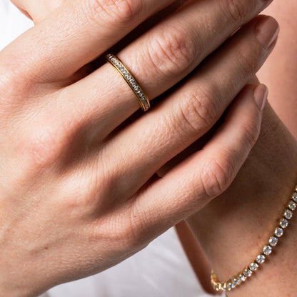 Anillo Brillante Giratorio Bañado en Oro 18k