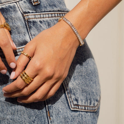 Anillo Caviar Stack Bañado en Oro de 18K