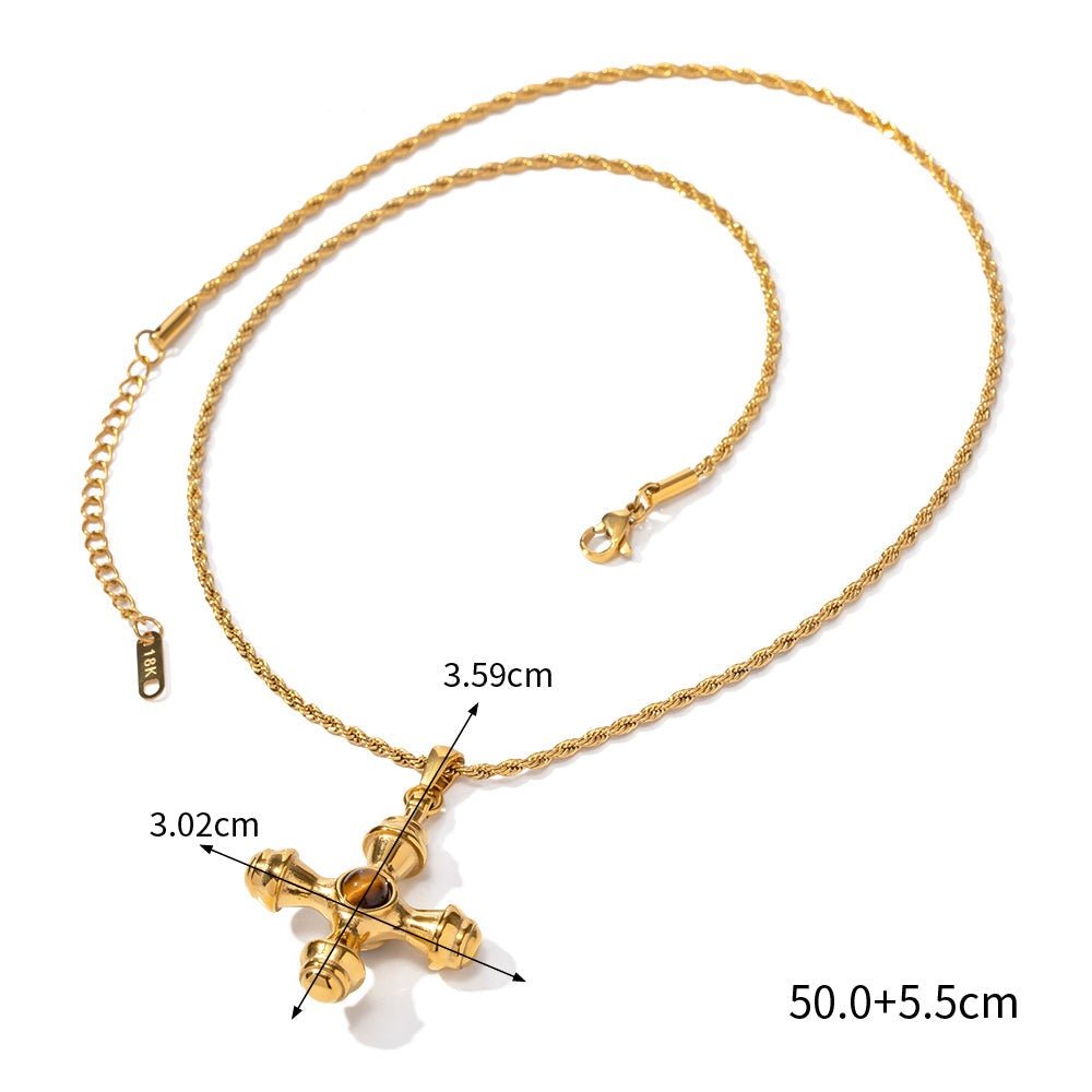 Collar Ojo de Tigre Bañado en Oro 18k