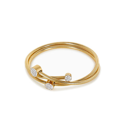 Pulsera Espiral Cristales Bañada en Oro de 18k