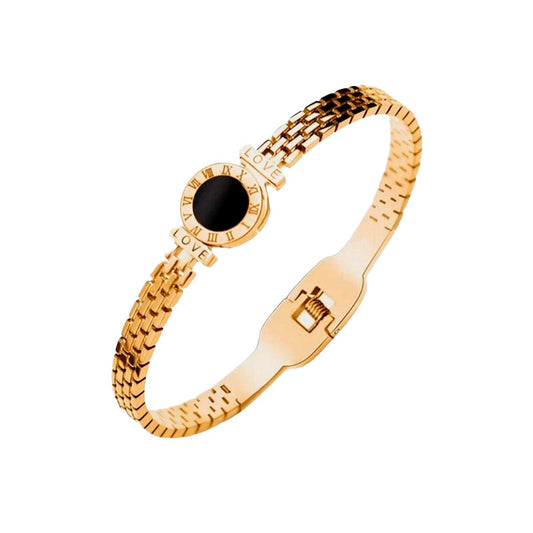 Pulsera Hera Piedra Ónix Bañada en Oro de 18K