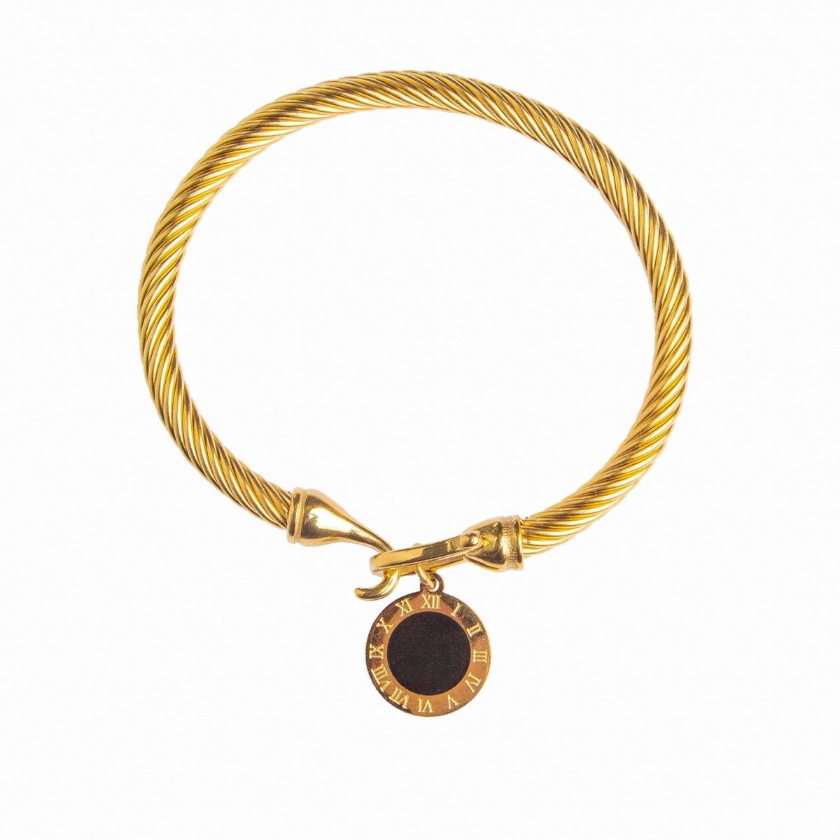Brazalete con Colgante Ónix Bañado en Oro de 18K