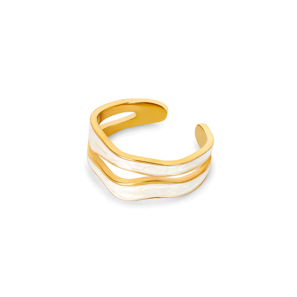 Anillo Abstracto de Nácar Ajustable Bañado en Oro 18k