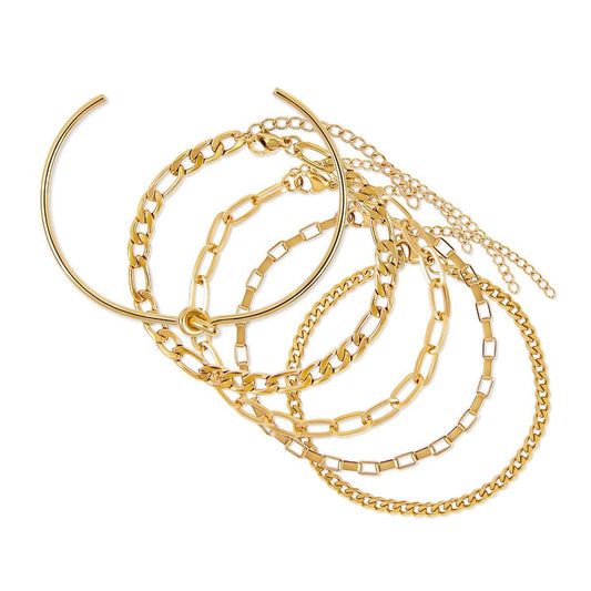 Kit de Pulseras Elegance y Brazalete de Nudo Bañado en Oro de 18K