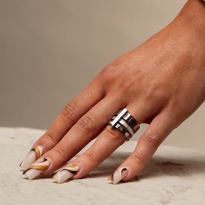 Anillo Aro Triple Número Romano - Plata