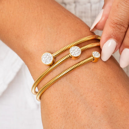 Pulsera Espiral Cristales Bañada en Oro de 18k