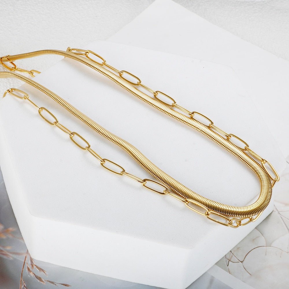 Mix de Collar Antonela Bañado en Oro de 18k