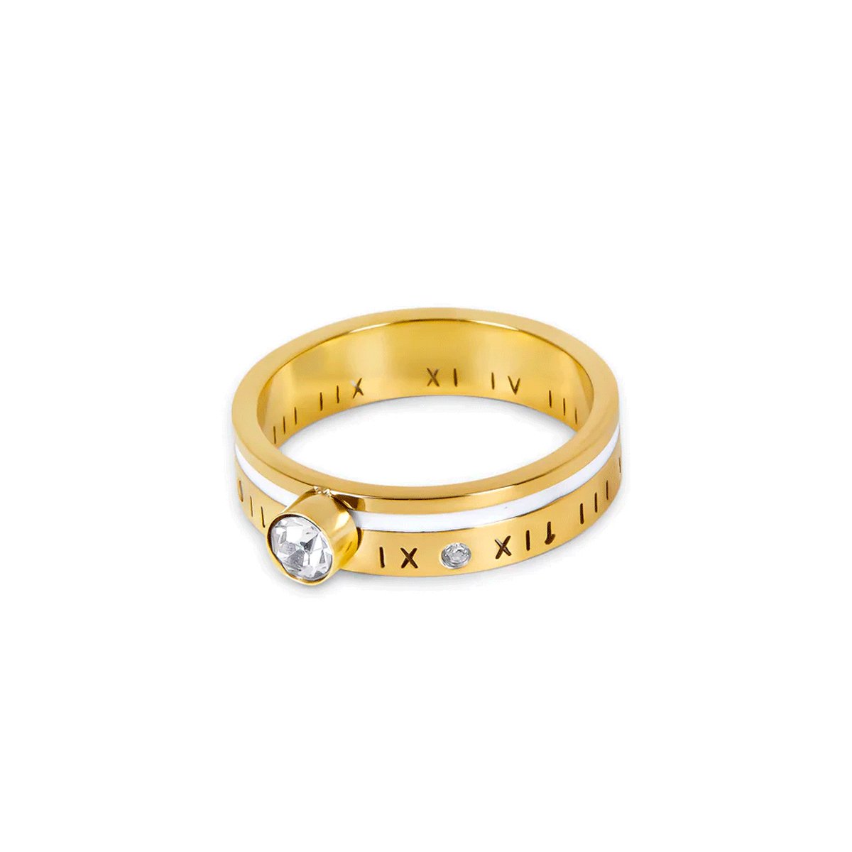 Anillo Reina Piedra Cristal Bañado en Oro 18k