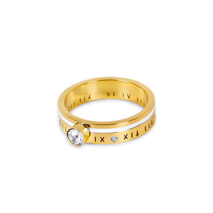 Anillo Reina Piedra Cristal Bañado en Oro 18k