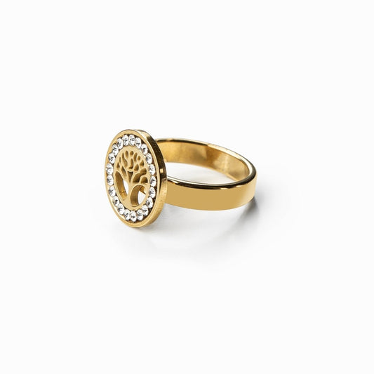 Anillo Árbol de la Vida Bañado en Oro 18K