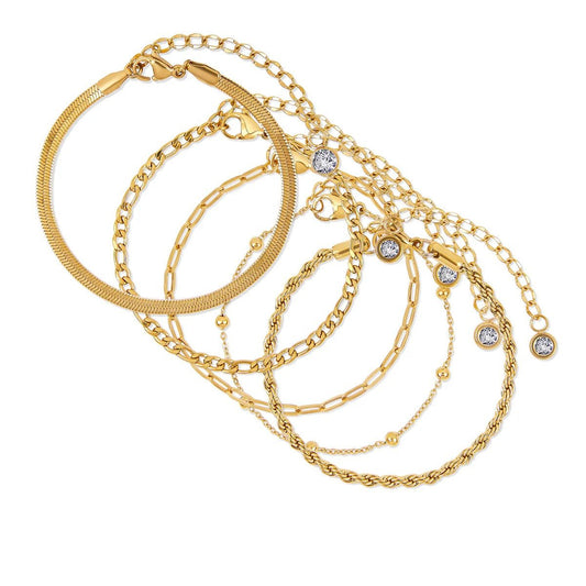 Kit de Pulseras Glamour con Circonitas Bañadas en Oro 18K