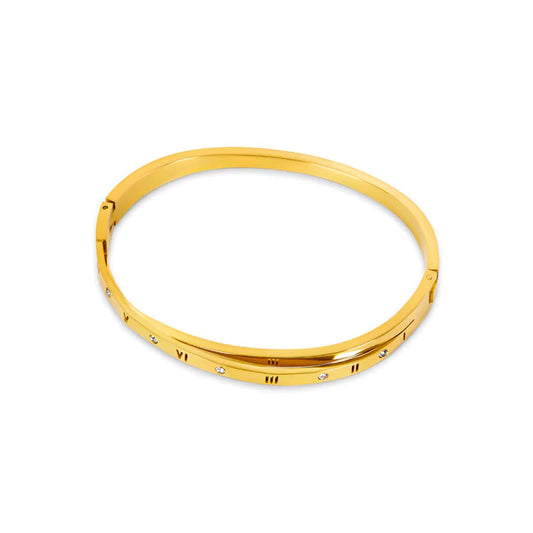 Brazalete Romanos Entrelazados Baño Oro 18k