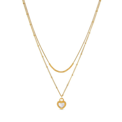 Mezcla de Collares Corazón Marmolado Bañado en Oro 18K