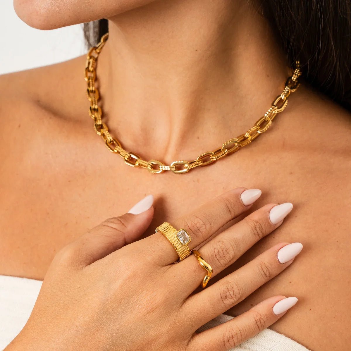 Collar de Eslabones Gruesos Bañado en Oro de 18k