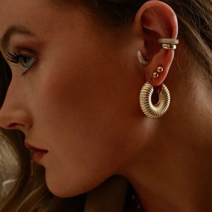 Pendientes de Aro Bold Ziza Bañados en Oro 18k