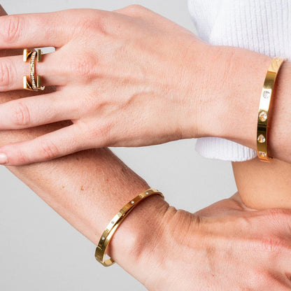 Brazalete Romanos Entrelazados Baño Oro 18k