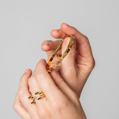 Brazalete Romanos Entrelazados Baño Oro 18k