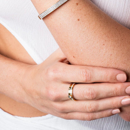 Anillo Reina Piedra Cristal Bañado en Oro 18k