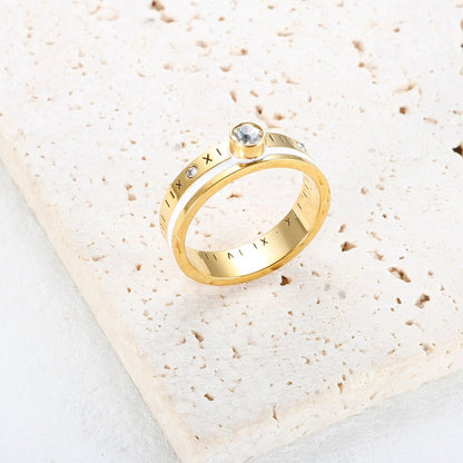 Anillo Reina Piedra Cristal Bañado en Oro 18k