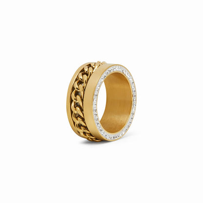 Anillo de Eslabones de Zirconia Bañado en Oro de 18K