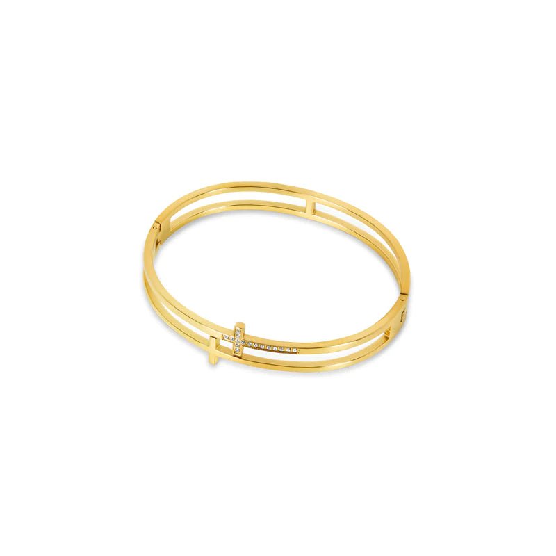 Brazalete Cruz Bañado en Oro de 18k