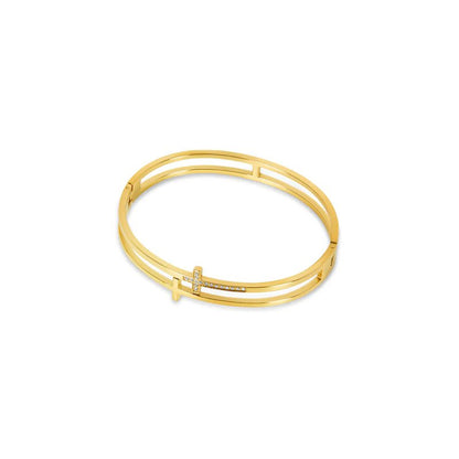 Brazalete Cruz Bañado en Oro de 18k