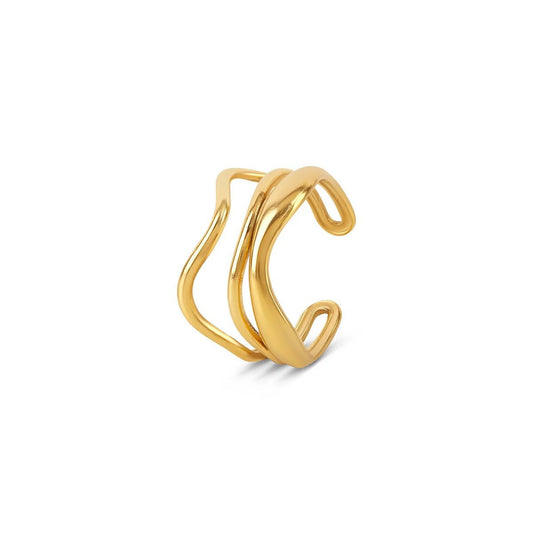Anillo de Ondas Ajustable Bañado en Oro de 18K