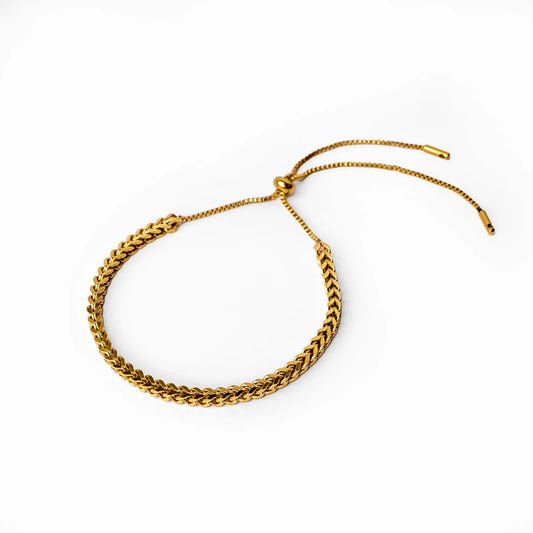 Pulsera de trama ajustable bañada en oro de 18k