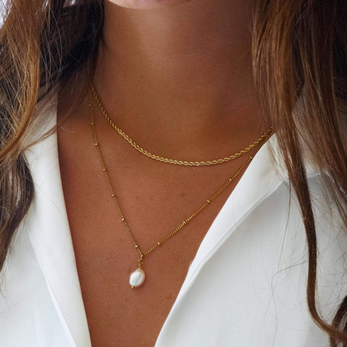 Mix Everyday Collar Doble Bañado en Oro de 18k