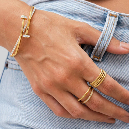 Anillo de Esferas Icónicas Bañado en Oro de 18K