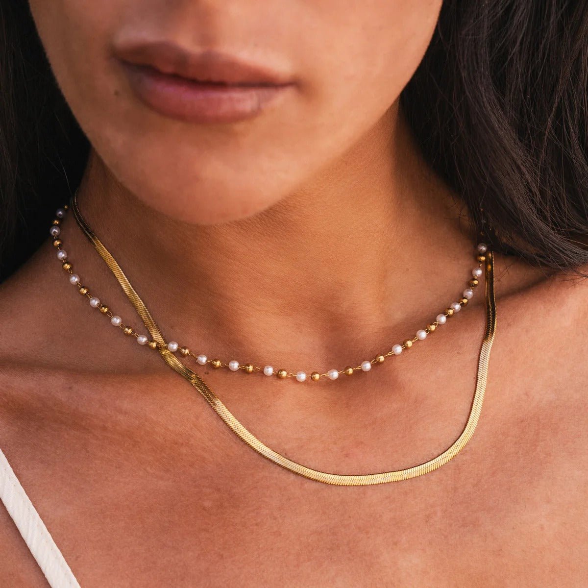 Mix of Pearl Necklaces with 18-karat Gold Plating