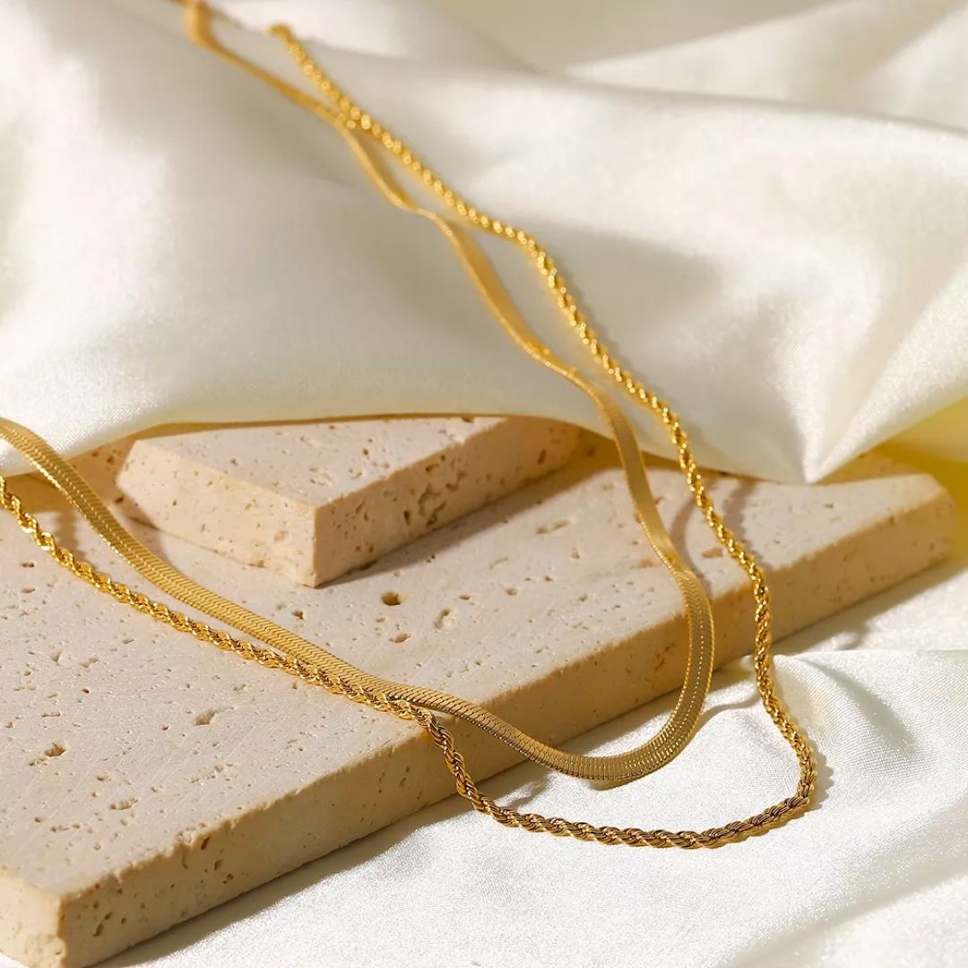 Mix Collar Melina Bañado en Oro de 18k